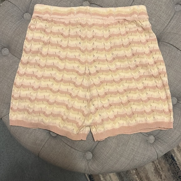 Free People Intimately Free Chevon Pink Beige and Cream Knitted Shorts - Picture 5 of 9